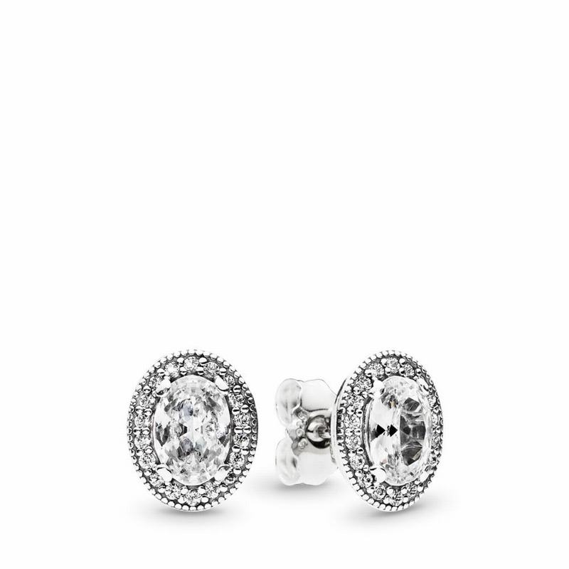 Pandora Vintage Elegance Stud Earrings - Sterling Silver/Cubic Zirconia - Canada | AF4141HM